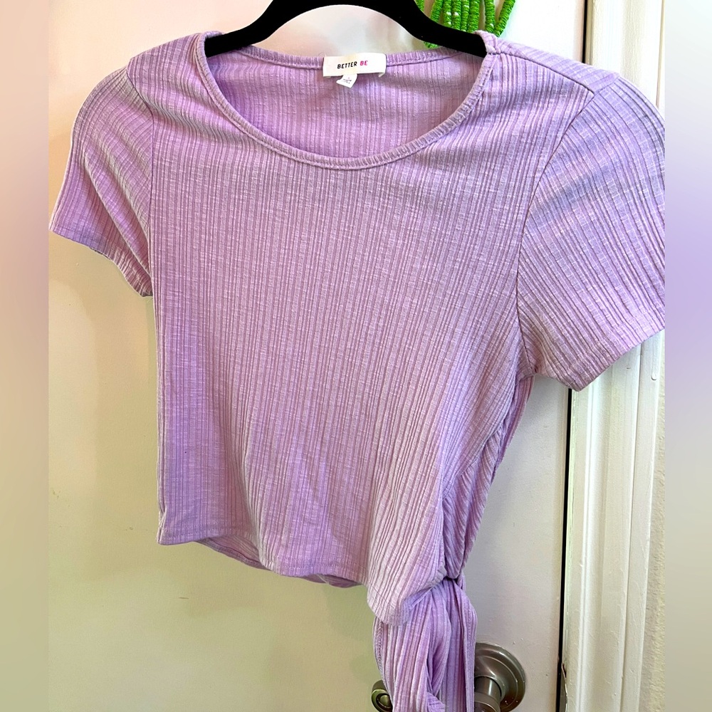 Purple crop top with open back